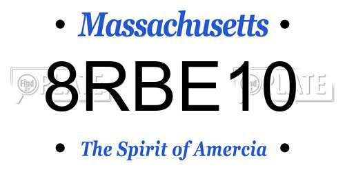 8RBE10 Massachusetts License Plate