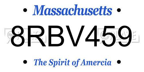 8RBV459 Massachusetts License Plate