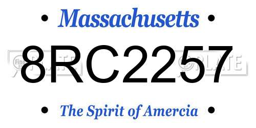 8RC2257 Massachusetts License Plate