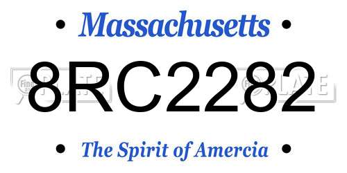 8RC2282 Massachusetts License Plate