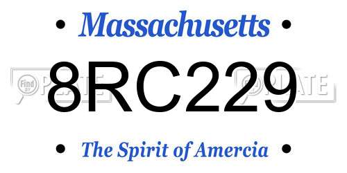8RC229 Massachusetts License Plate