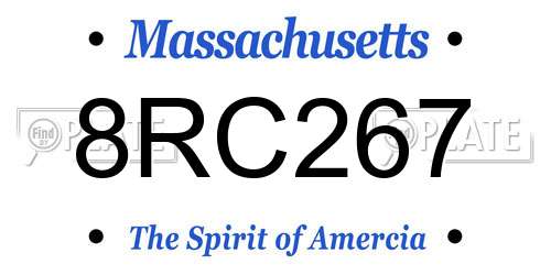 8RC267 Massachusetts License Plate