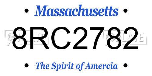 8RC2782 Massachusetts License Plate