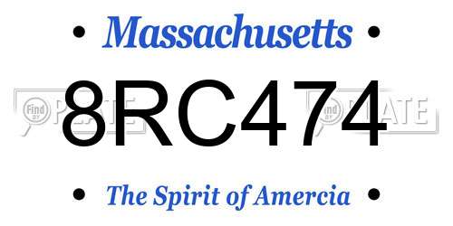 8RC474 Massachusetts License Plate