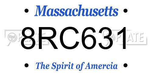 8RC631 Massachusetts License Plate