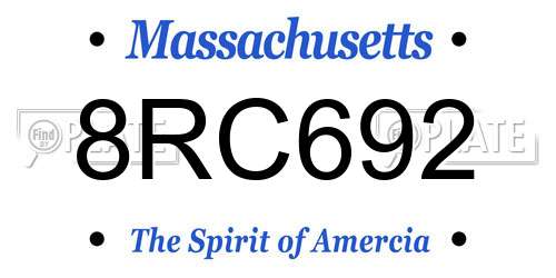 8RC692 Massachusetts License Plate