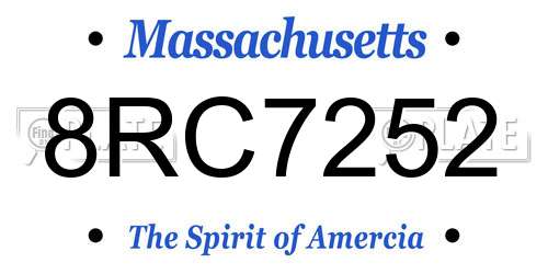 8RC7252 Massachusetts License Plate