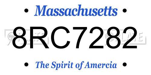 8RC7282 Massachusetts License Plate
