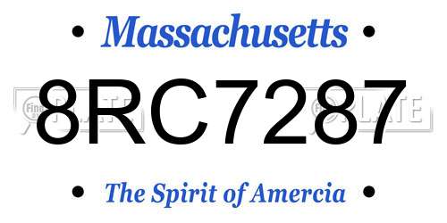 8RC7287 Massachusetts License Plate