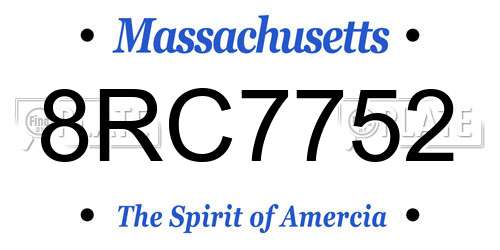8RC7752 Massachusetts License Plate