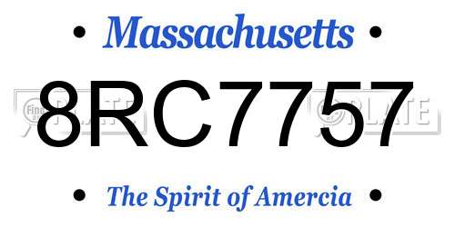 8RC7757 Massachusetts License Plate