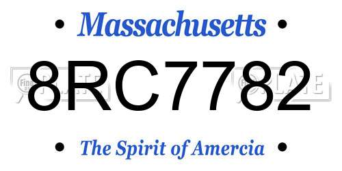8RC7782 Massachusetts License Plate
