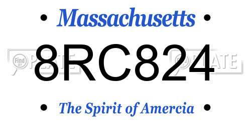 8RC824 Massachusetts License Plate