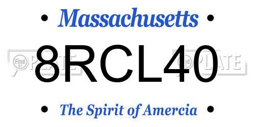 8RCL40 Massachusetts License Plate