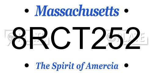 8RCT252 Massachusetts License Plate