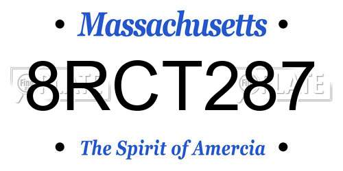 8RCT287 Massachusetts License Plate