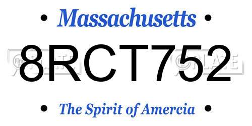8RCT752 Massachusetts License Plate