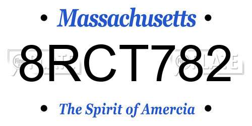 8RCT782 Massachusetts License Plate