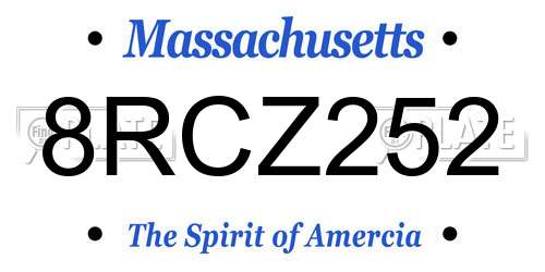 8RCZ252 Massachusetts License Plate