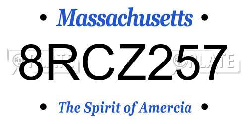 8RCZ257 Massachusetts License Plate