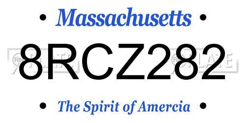 8RCZ282 Massachusetts License Plate