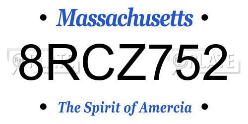8RCZ752 Massachusetts License Plate