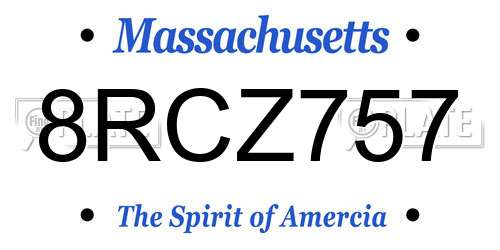 8RCZ757 Massachusetts License Plate
