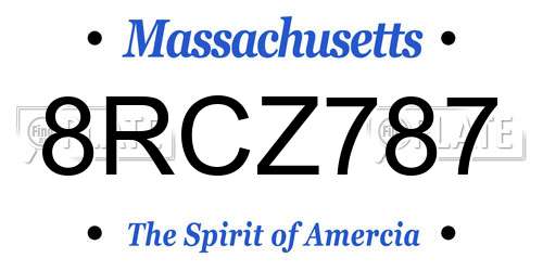 8RCZ787 Massachusetts License Plate