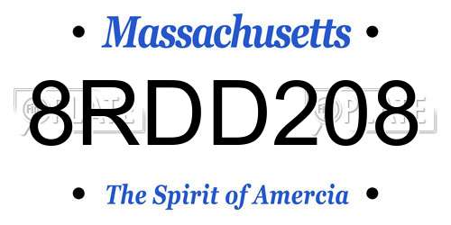 8RDD208 Massachusetts License Plate
