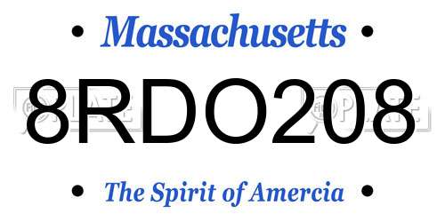 8RDO208 Massachusetts License Plate