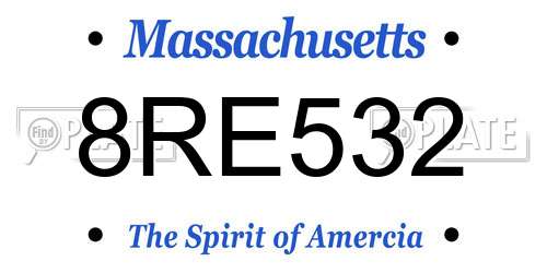 8RE532 Massachusetts License Plate