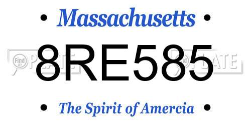 8RE585 Massachusetts License Plate