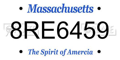 8RE6459 Massachusetts License Plate