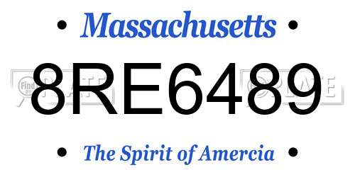 8RE6489 Massachusetts License Plate