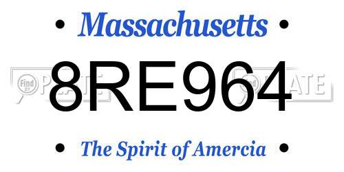 8RE964 Massachusetts License Plate