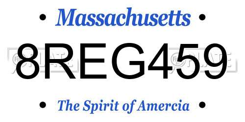 8REG459 Massachusetts License Plate