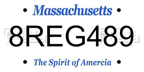 8REG489 Massachusetts License Plate