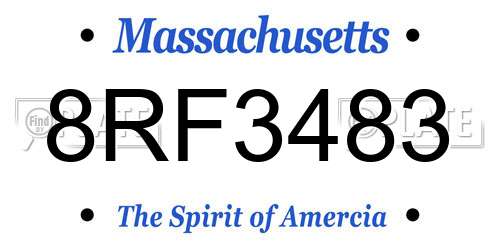 8RF3483 Massachusetts License Plate