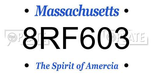 8RF603 Massachusetts License Plate