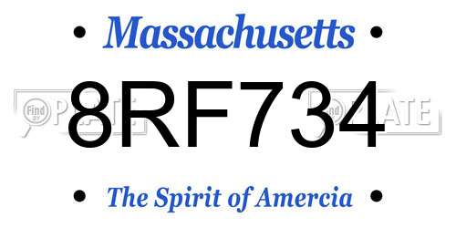 8RF734 Massachusetts License Plate