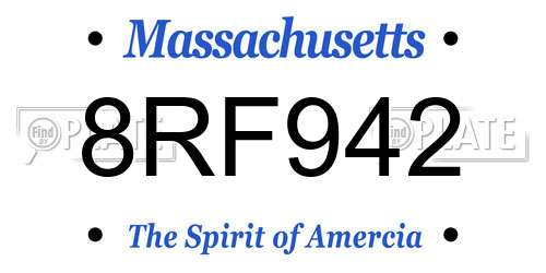 8RF942 Massachusetts License Plate