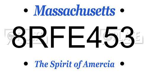 8RFE453 Massachusetts License Plate