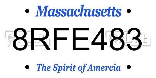 8RFE483 Massachusetts License Plate