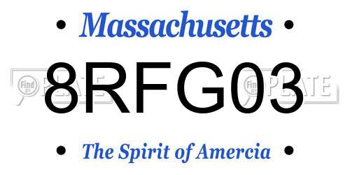 8RFG03 Massachusetts License Plate
