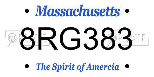 8RG383 Massachusetts License Plate