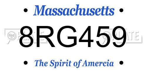 8RG459 Massachusetts License Plate