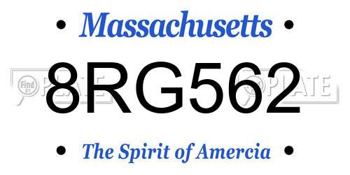 8RG562 Massachusetts License Plate