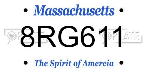 8RG611 Massachusetts License Plate