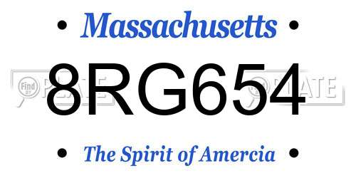 8RG654 Massachusetts License Plate