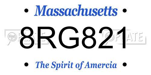 8RG821 Massachusetts License Plate